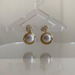 İnci Detaylı Yuvarlak Sallantılı Küpe