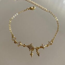 Sallantılı Yıldız Detaylı Işıltılı İnce Bileklik