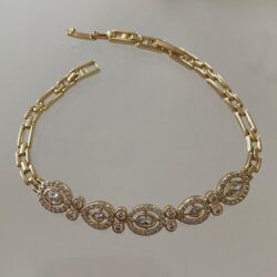 Vintage Görünümlü Işıltılı Oval Taşlı Bileklik