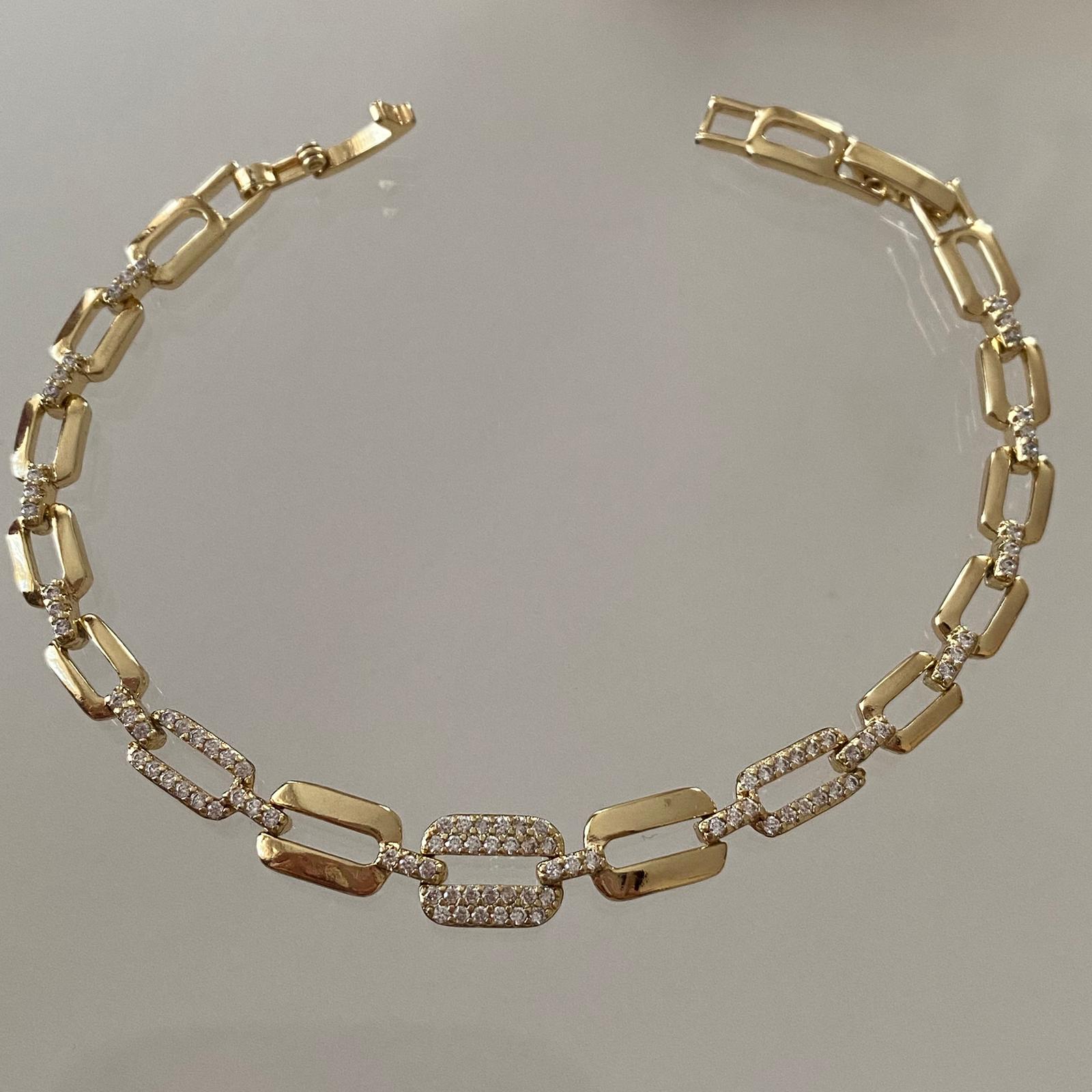 Taş Süslemeli Modern Dikdörtgen Halkalı Bileklik