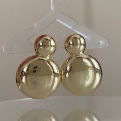 Çift Yuvarlak Formlu Modern Gold Küpe