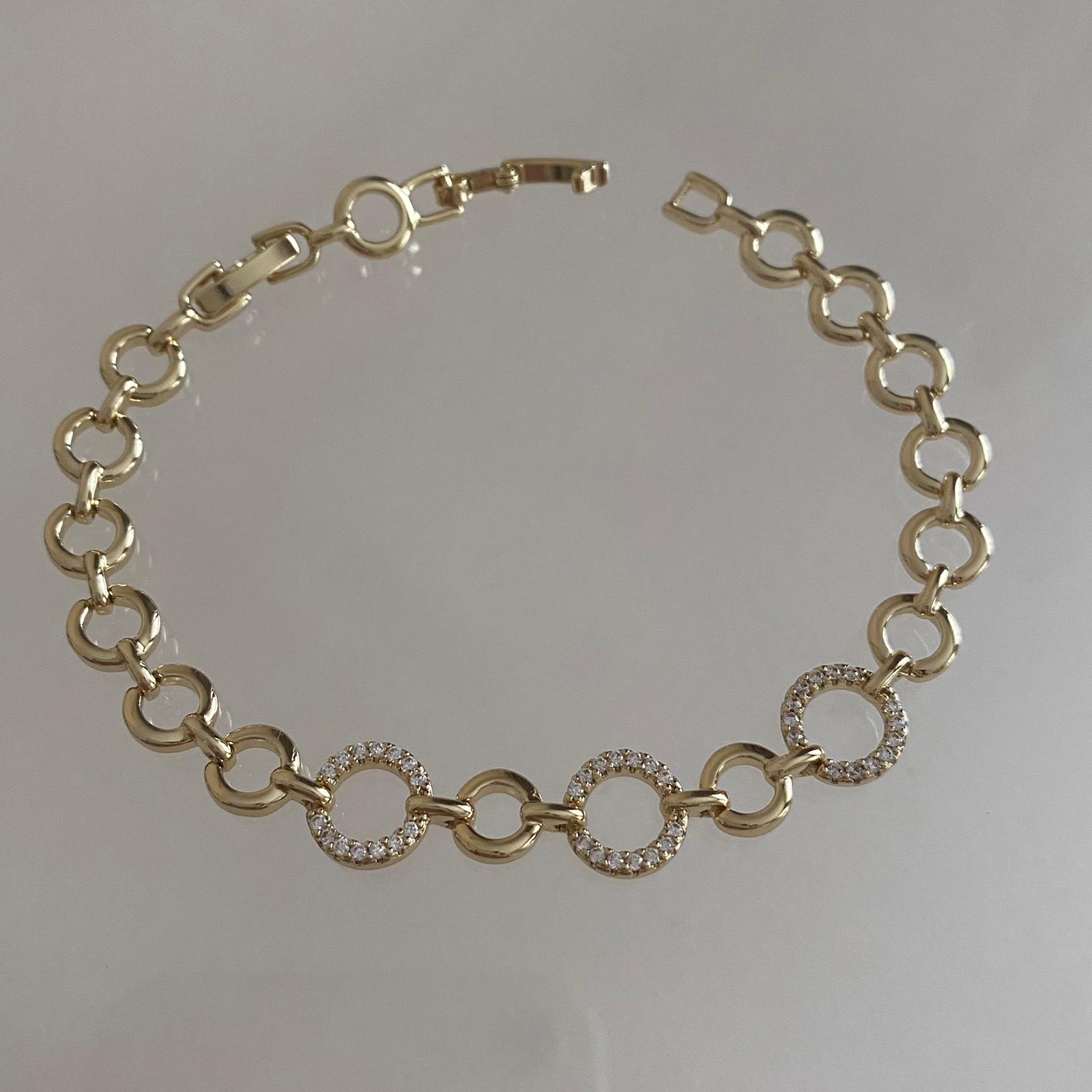 Taşlı Halkalı Yuvarlak Zincir Bileklik