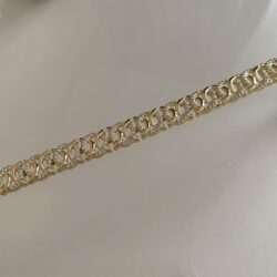 Sıralı C Form Zarif Taşlı Gold Bileklik