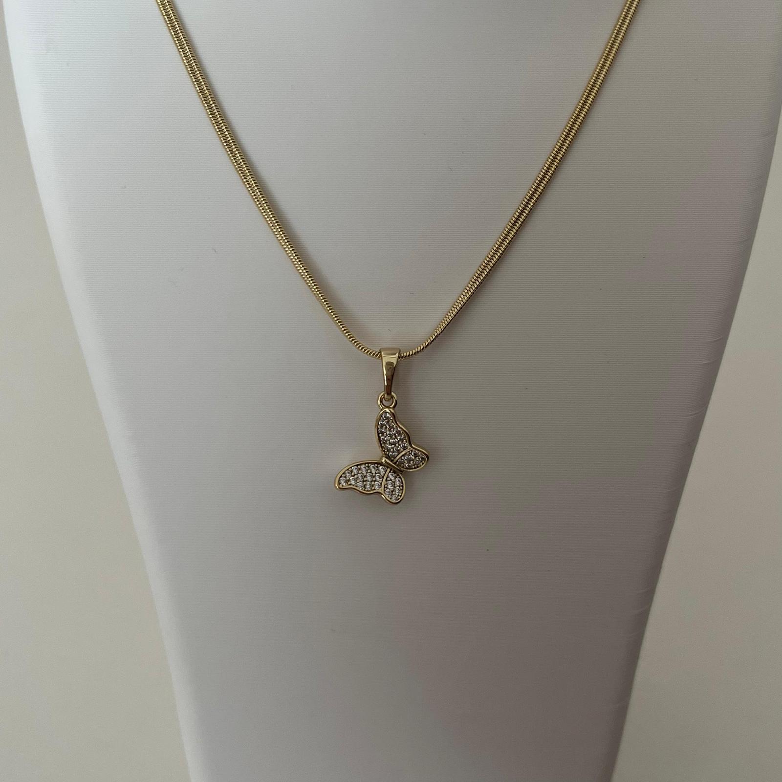 Minimal Taşlı Kelebek Pendant Kolye - Görsel 2