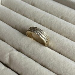 Tam Tur Işıltılı Üç Şerit Modern Yüzük