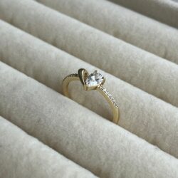 Kalp Kafesli Taşlı Yüzük