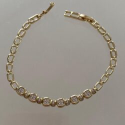 Dikdörtgen Halkalı Sıralı Taşlı Gold Kadın Bileklik