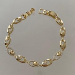 Oval Halka Detaylı Taşlı Kuyumcu Model Bileklik