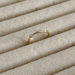 Elira Taşlı Gold Yüzük - Roselora 14K Gold Kaplama Xuping Yüzük