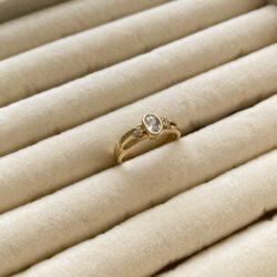 Elowé Oval Taşlı Minimal Gold Yüzük