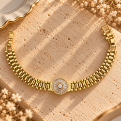 Realia Gold Baget Taşlı Bileklik - Roselora 14K Gold Kaplama Xuping Bileklik