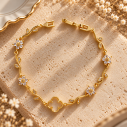 Fiorella Gold Çiçekli Bileklik - Roselora 14K Gold Kaplama Xuping Bileklik